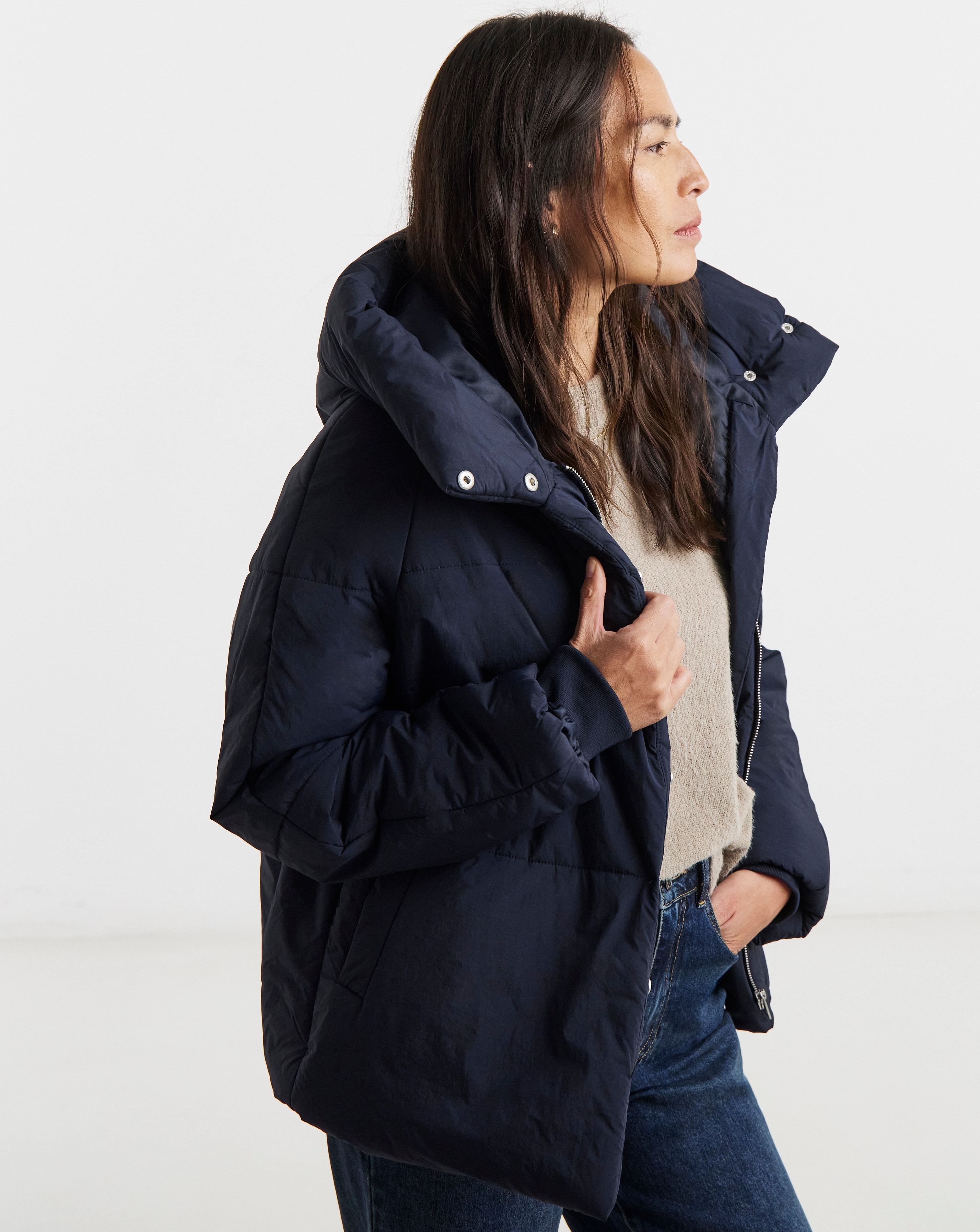 Funnel Neck Padded Coat