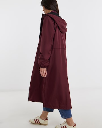 Burgundy Longline Lightweight Hooded Raincoat