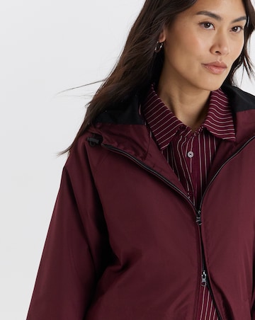 Burgundy Longline Lightweight Hooded Raincoat