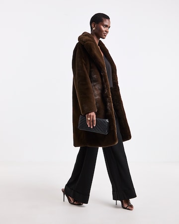 Mid Length Chocolate Plush Faux Fur Coat