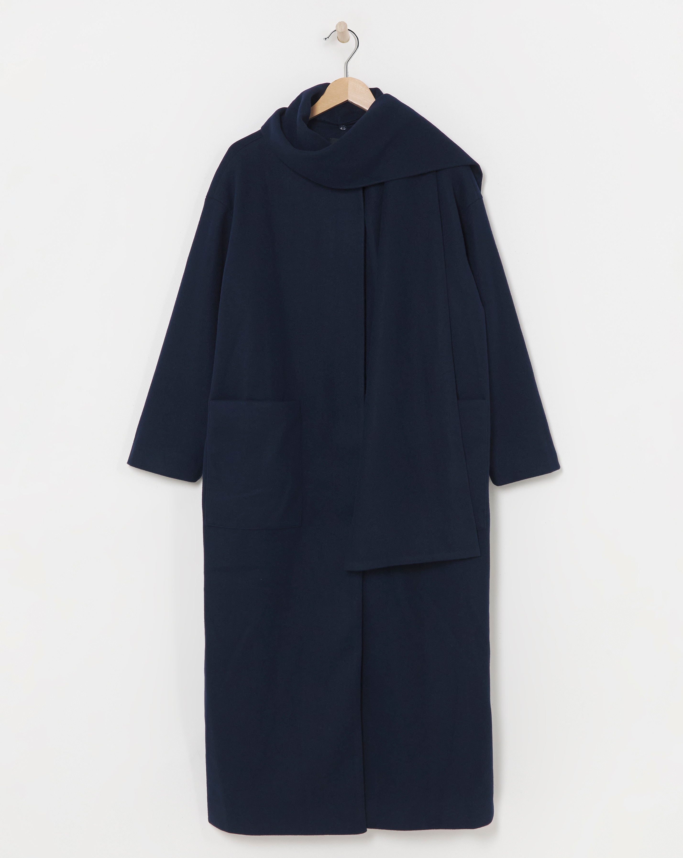 Navy Longline Scarf Coat