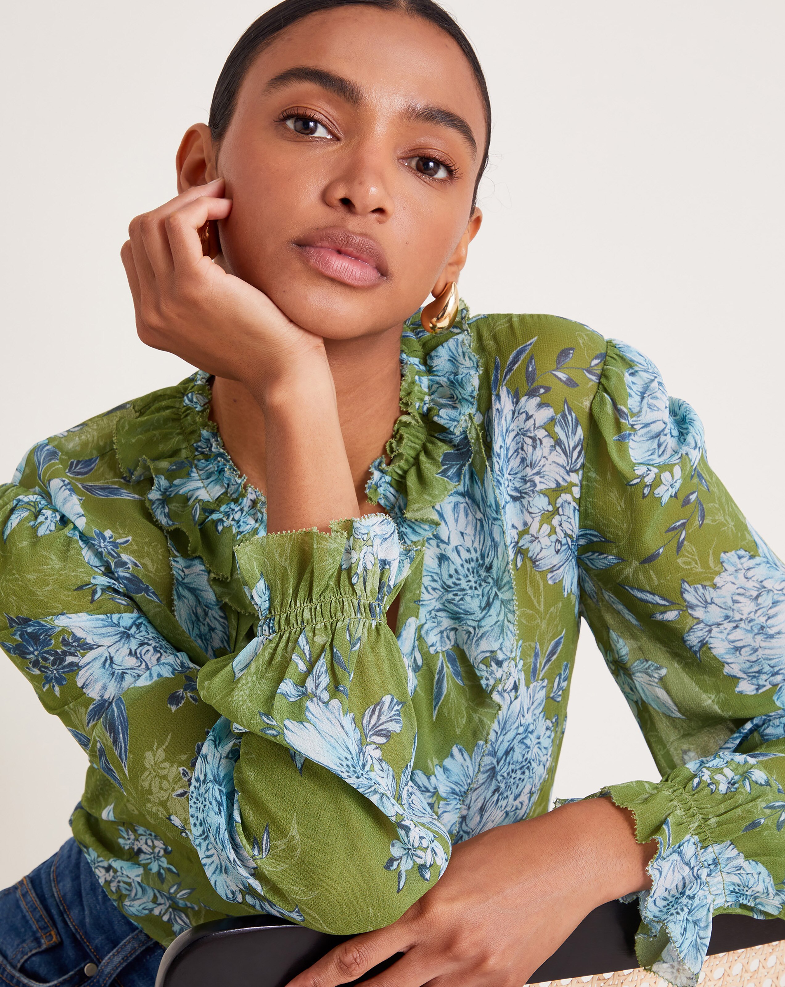 ruffle floral blouse