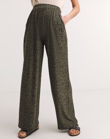 Khaki Printed Soft Touch Jersey Straight Leg Trousers