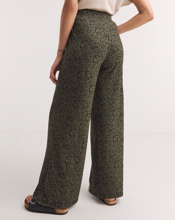 Khaki Printed Soft Touch Jersey Straight Leg Trousers
