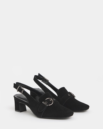 Sarah Buckle Detail Suede Slingback Shoes - Extra Wide Fit (EEE)