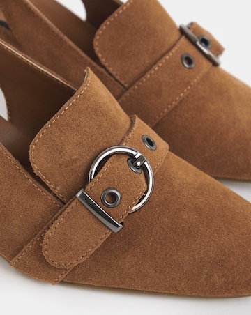 Sarah Buckle Detail Suede Slingback Shoes - Extra Wide Fit (EEE)