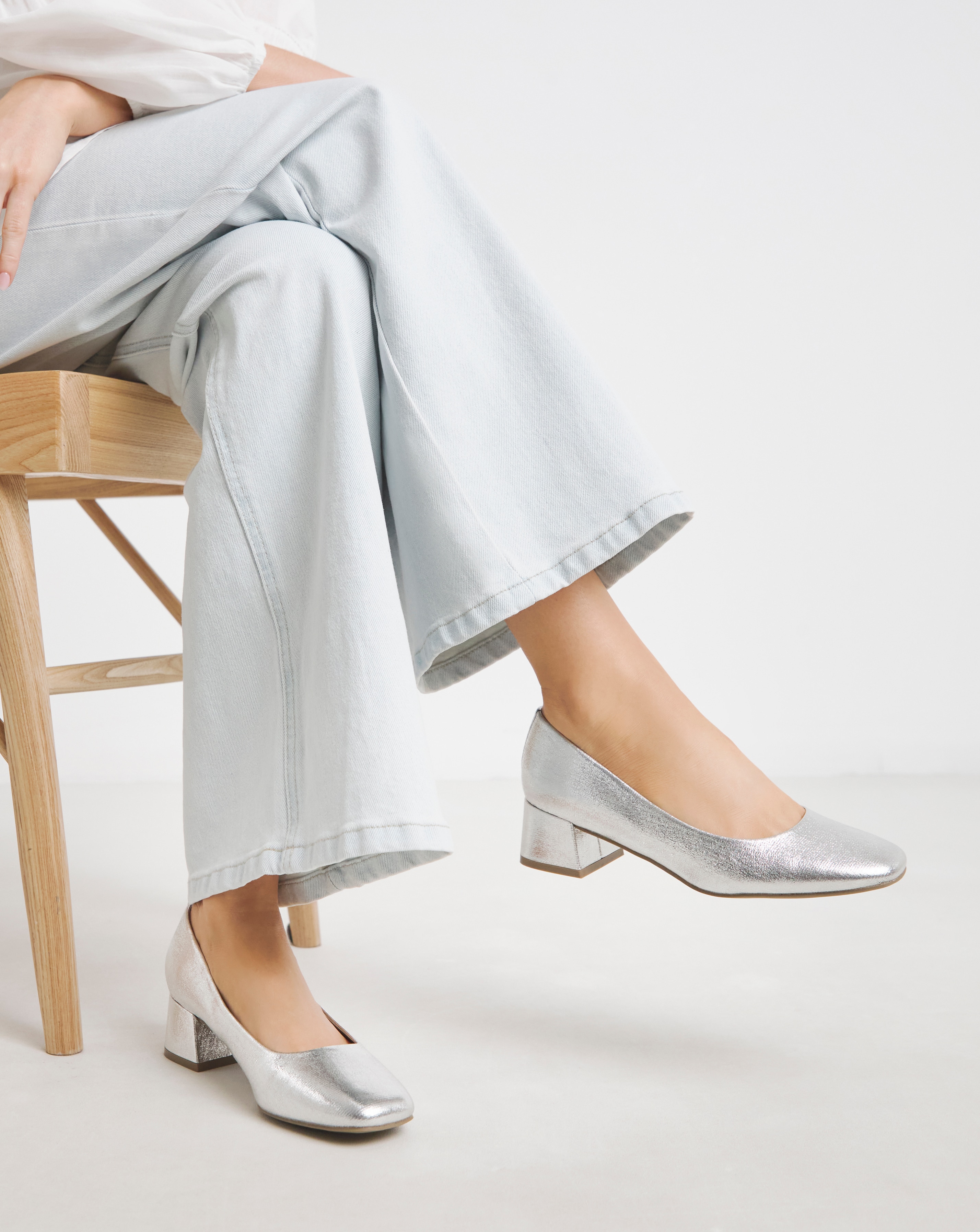 Low Block Heel Court Shoes Ex Wide