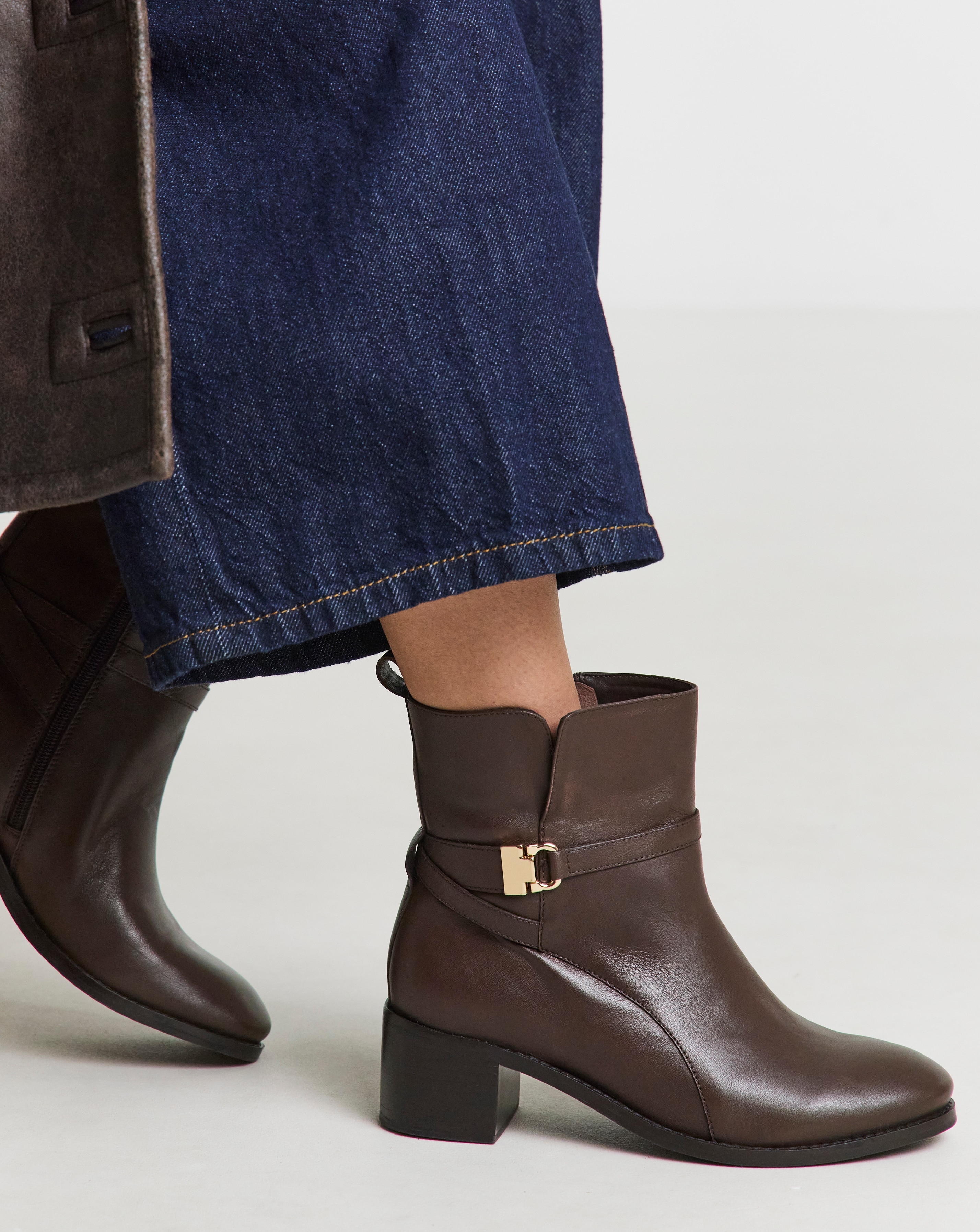 Low Heel Ankle Boot with Trim Ex Wide