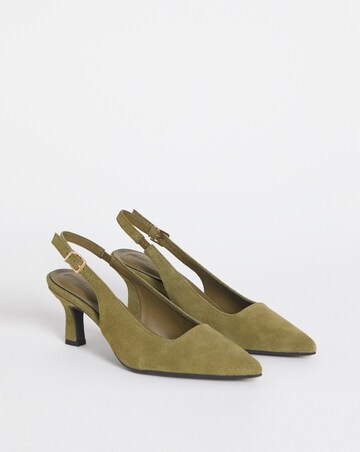 Verona Suede Pointed Toe Slingback Heels - Wide Fit (E)