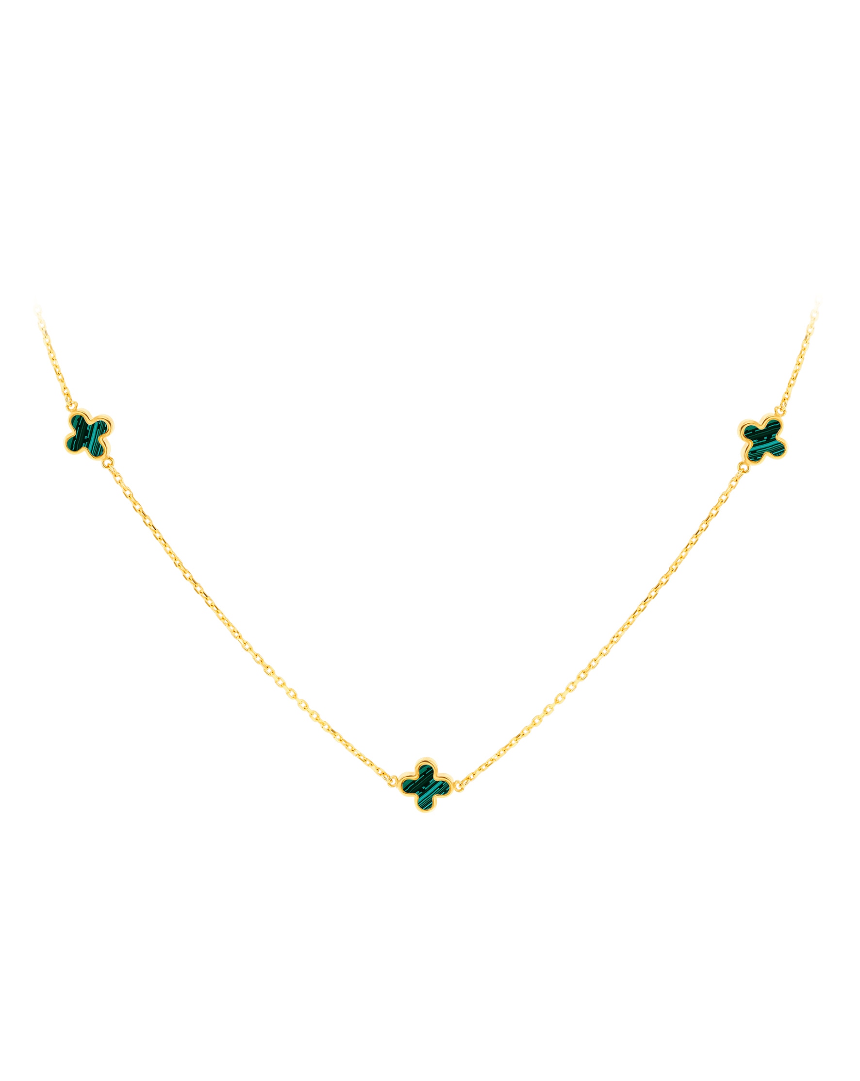 9CT Gold Malachite Petals Necklace