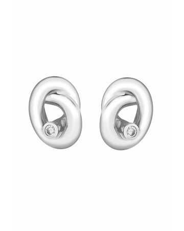 Jon Richard Rhodium Plated Crystal Knot Earrings
