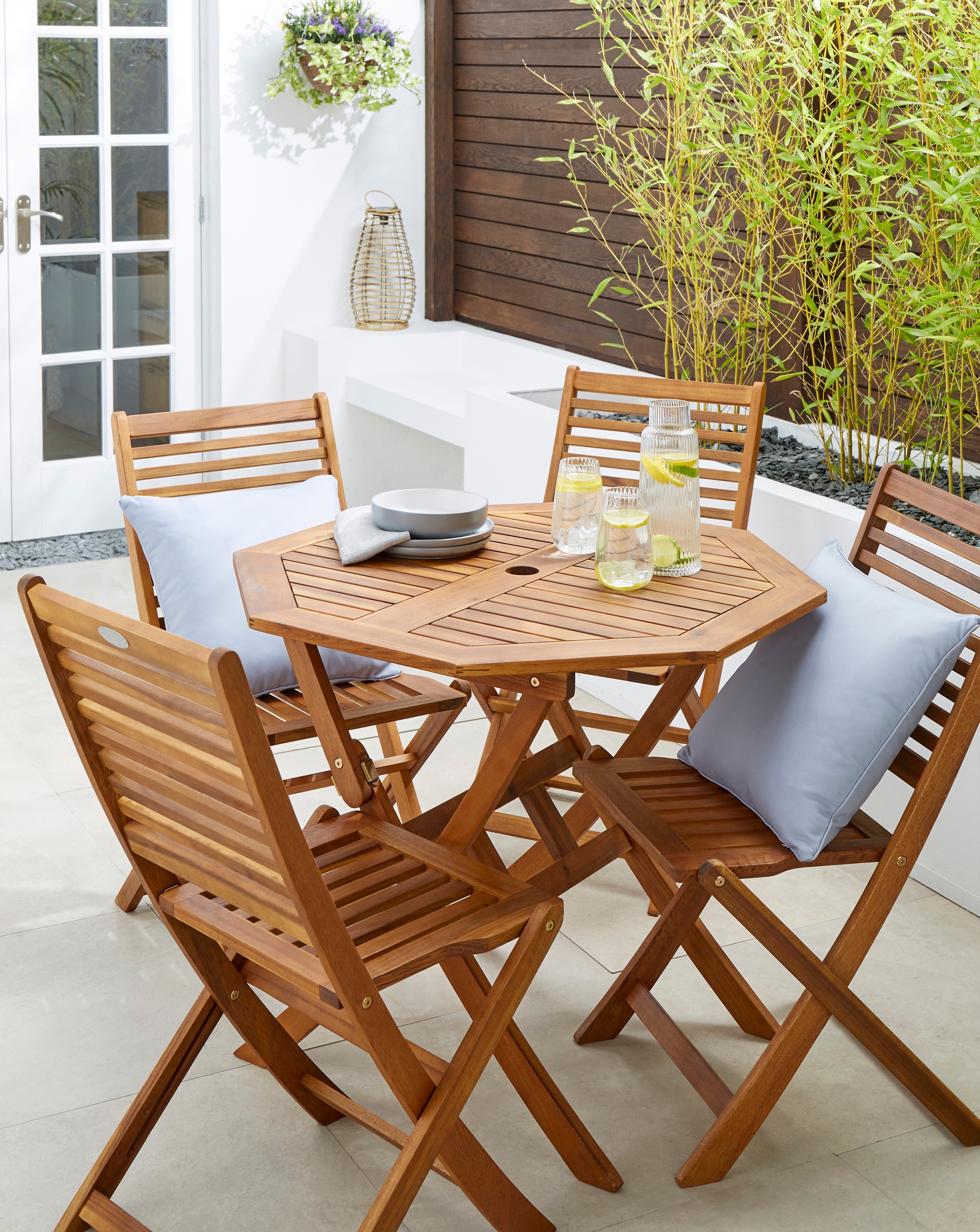 Wooden Octagonal Table with 4 Chairs