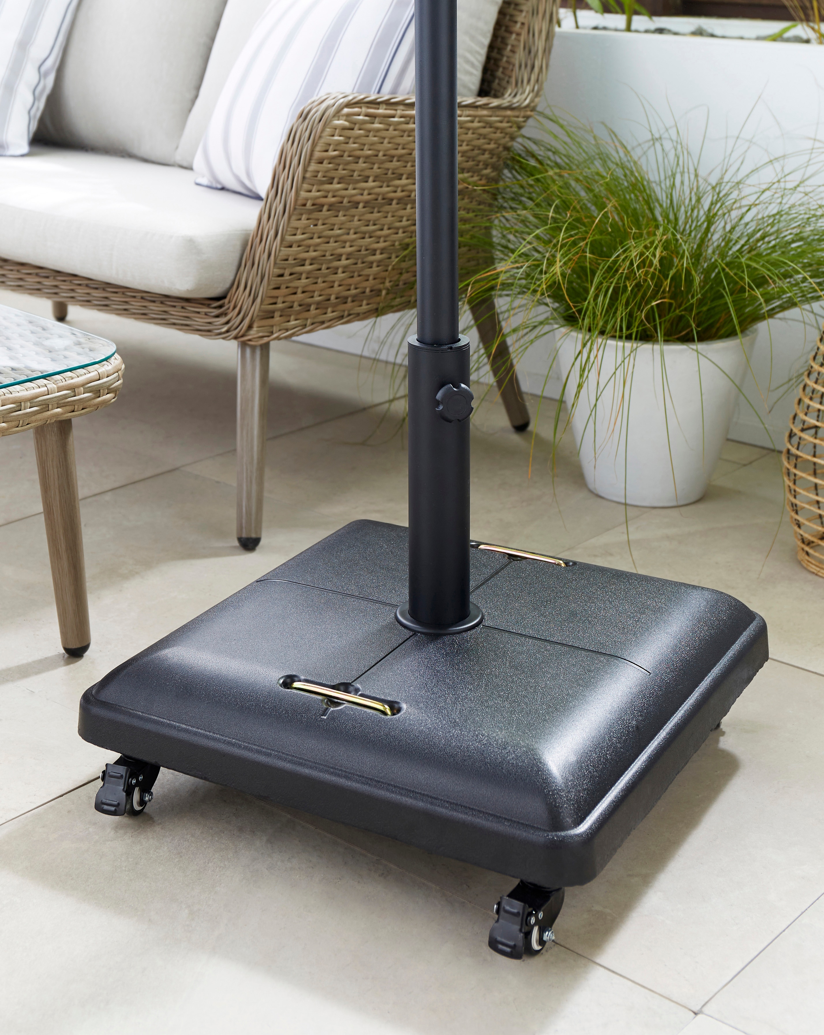 Square Concrete Parasol Base with Wheels