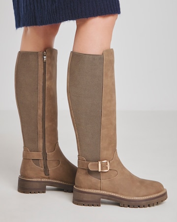 Knee High Elasticated Boots Wide E Fit