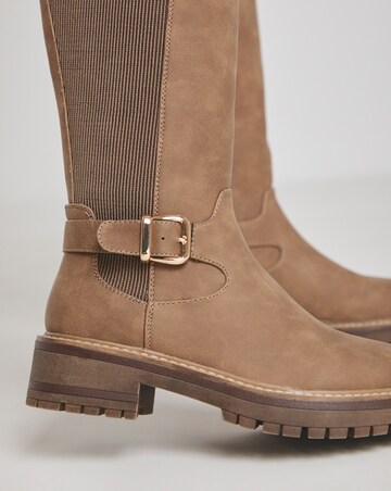 Knee High Elasticated Boots Wide E Fit