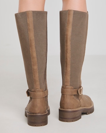 Knee High Elasticated Boots Wide E Fit