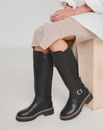 Knee High Elasticated Boots Wide E Fit