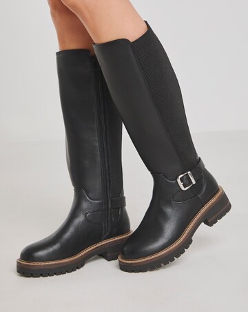 Knee High Elasticated Boots Wide E Fit