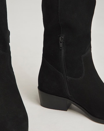 Knee Hi Suede Cowboy Boot Ex Wide Fit