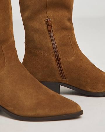 Knee Hi Suede Cowboy Boot Ex Wide Fit