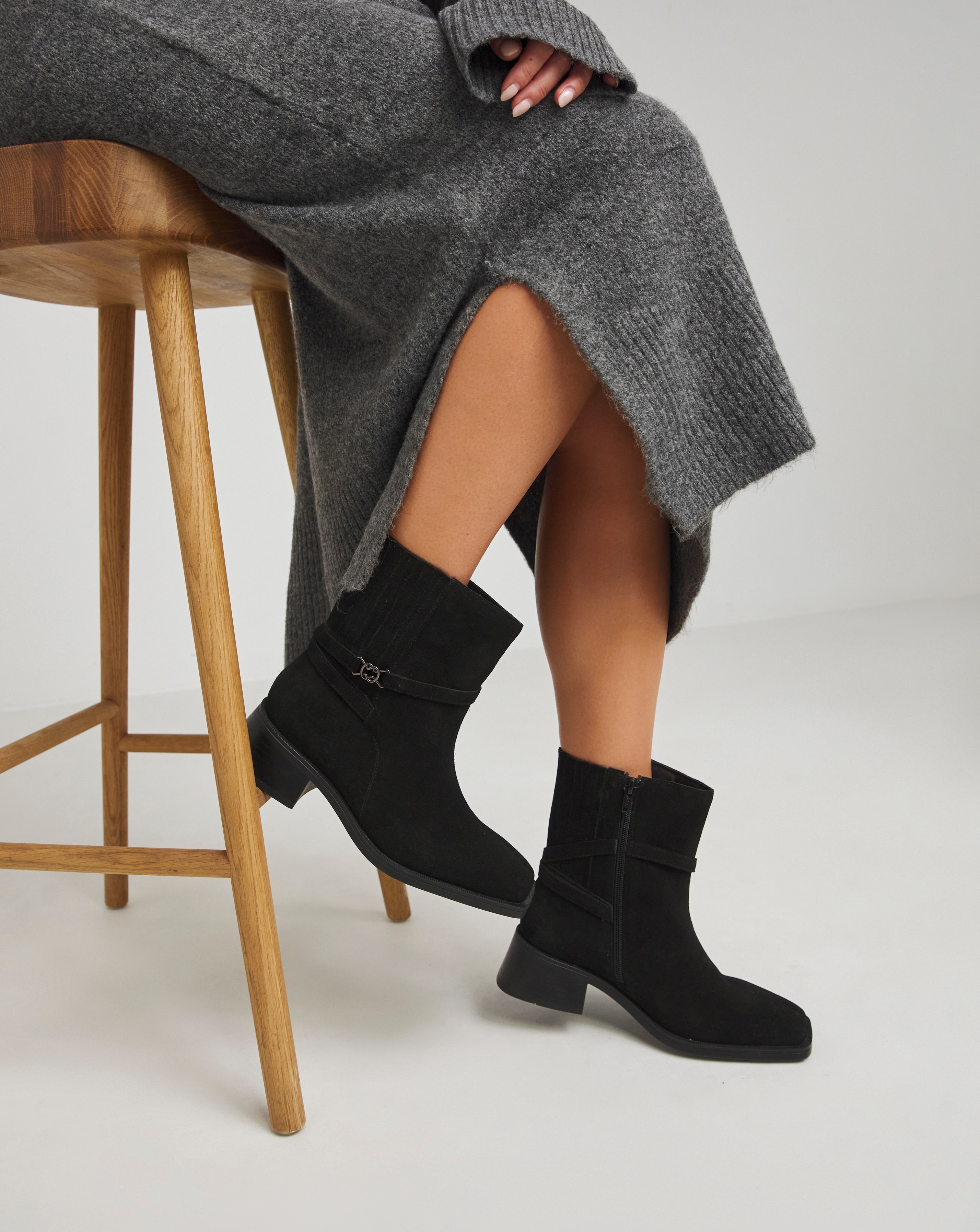 Suede Boots Concealed Gusset Ex Wide Fit
