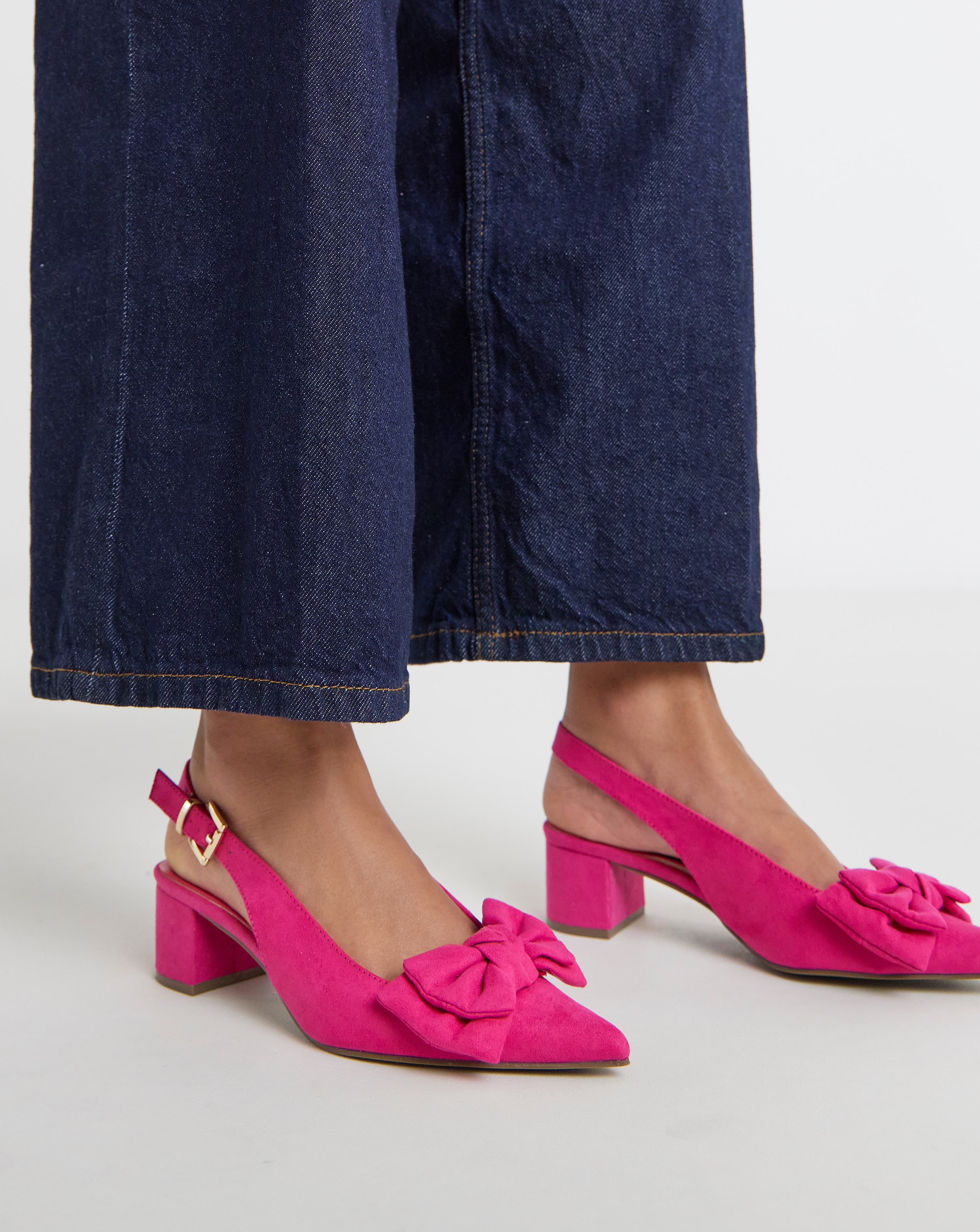 New In - Block Heel Slingback With Bow Wide