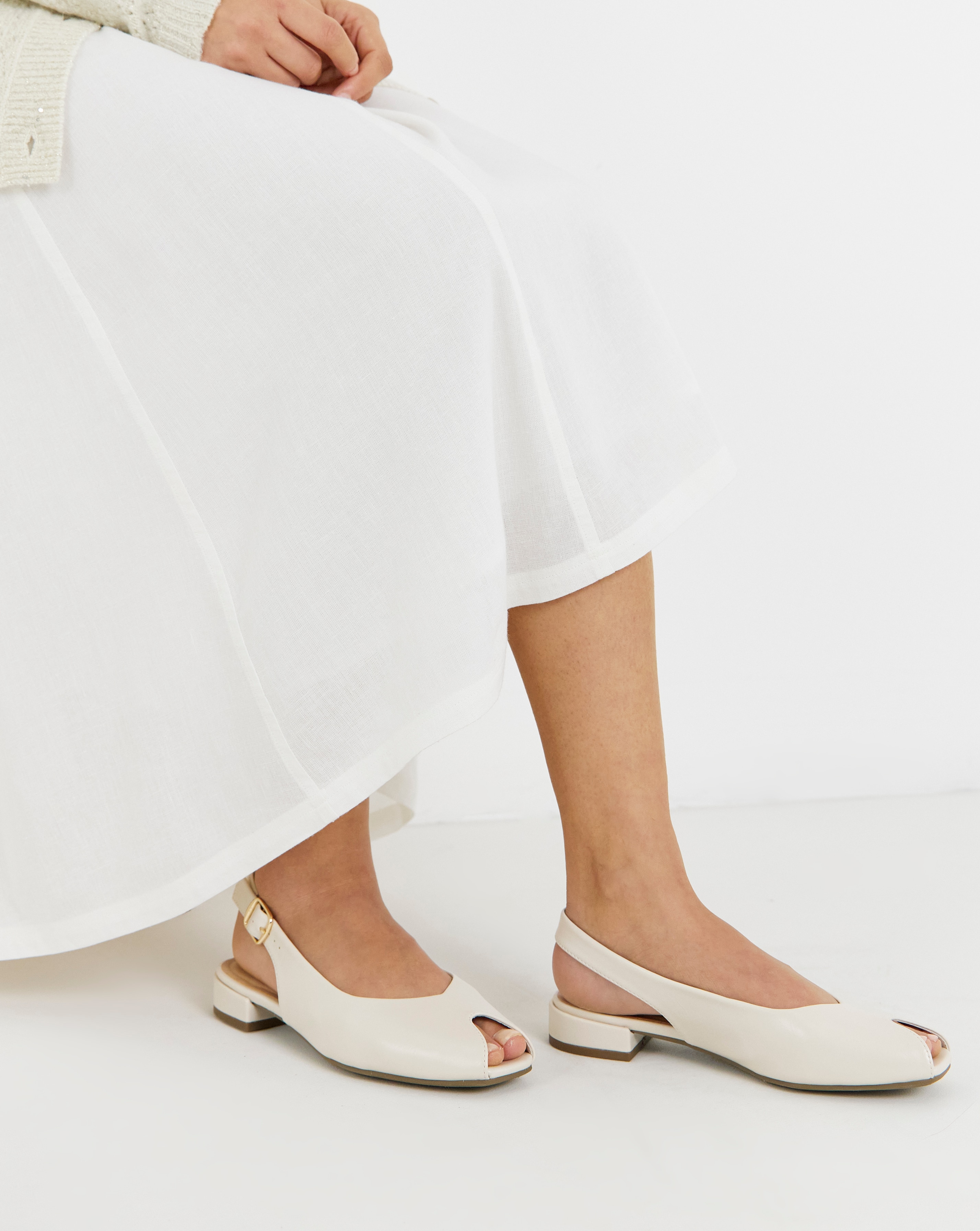 New In - Flat Peep Toe Slingbacks Wide