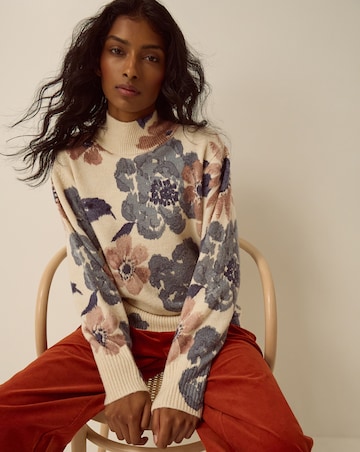 Monsoon Olive High Neck Floral Jumper