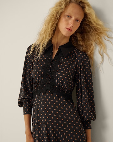 Monsoon Sally Lace Polka Dot Midi Dress