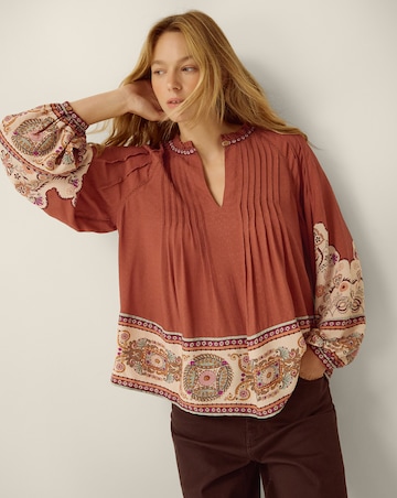 Monsoon Alexandra Floral Pintuck Blouse