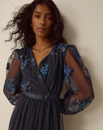 Monsoon Charlotte Floral Mesh Midi Dress