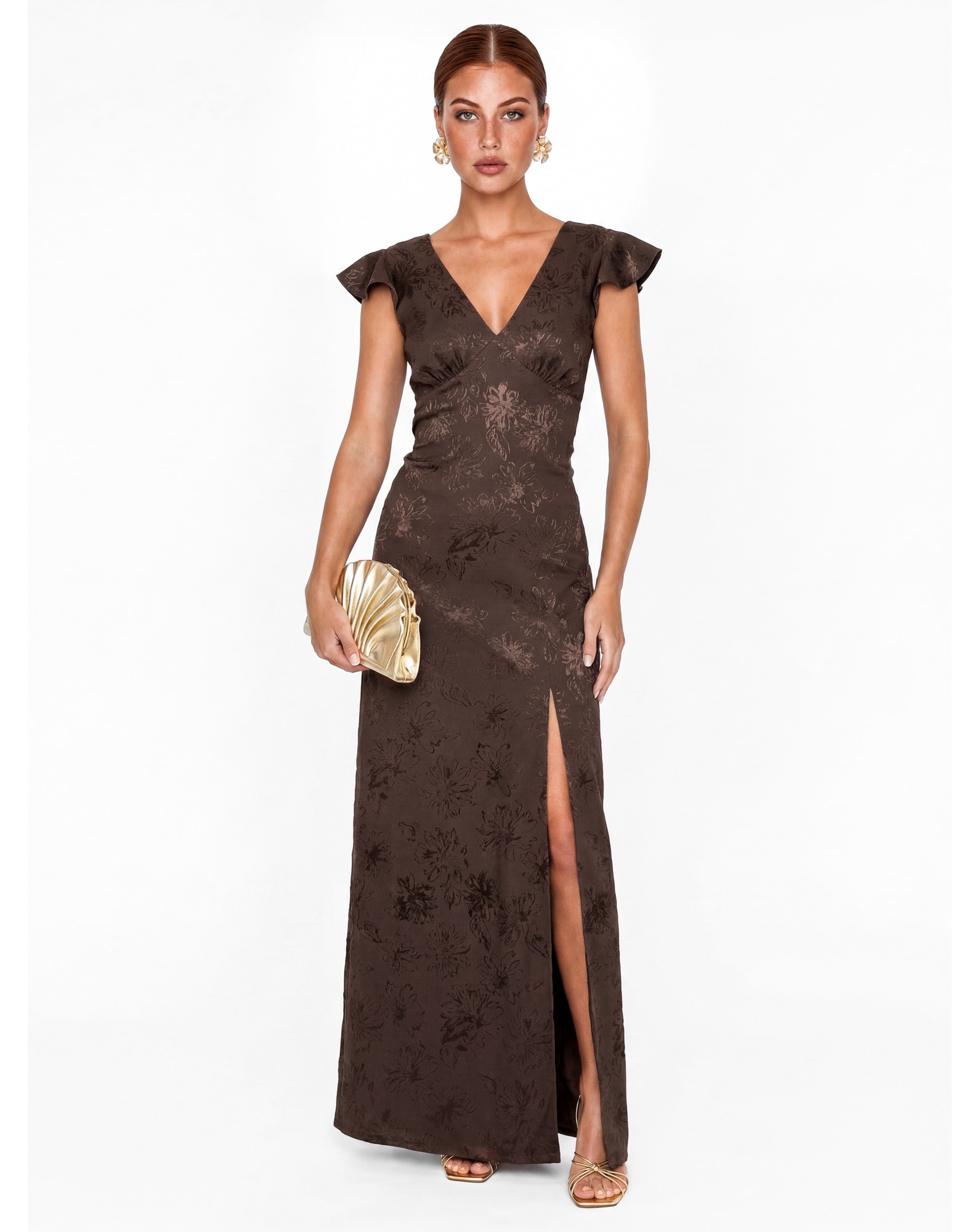 Maya Deluxe Floral Tie Back Satin Dress