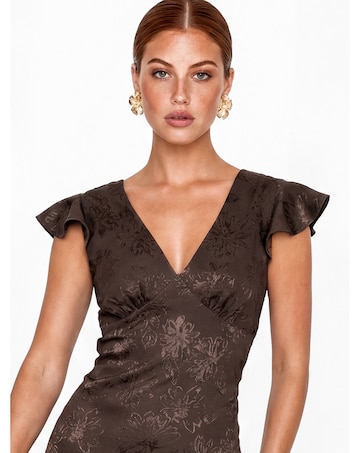Maya Deluxe Floral Tie Back Satin Dress