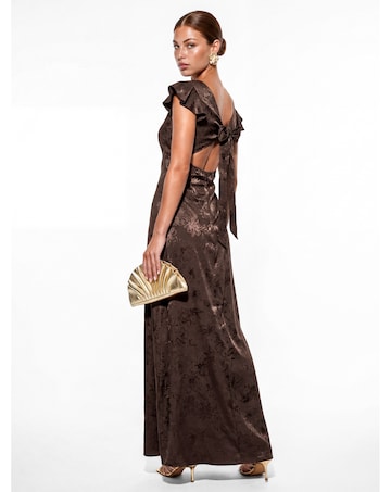 Maya Deluxe Floral Tie Back Satin Dress