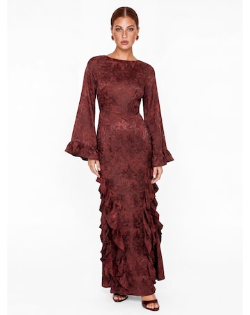 Maya Deluxe Floral Satin Maxi Dress