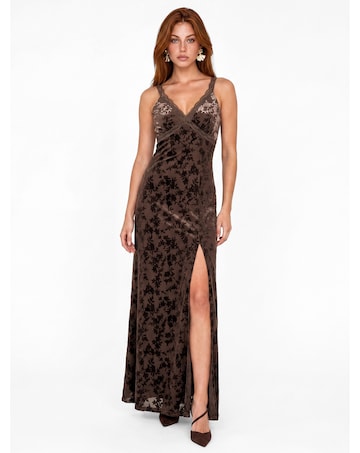 Maya Deluxe Floral Velvet Maxi Dress