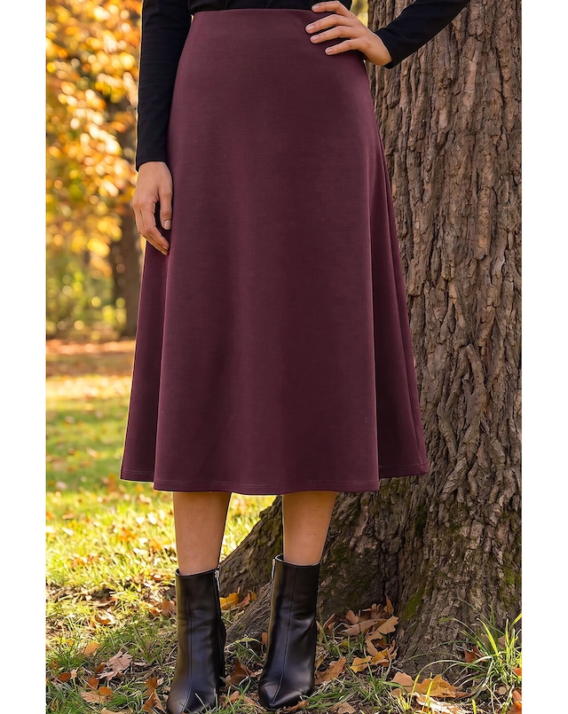 Roman Petite Ponte Stretch Midi Skirt