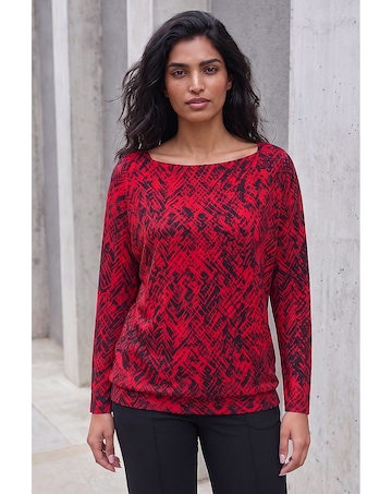Roman Abstract Print Banded Hem Top
