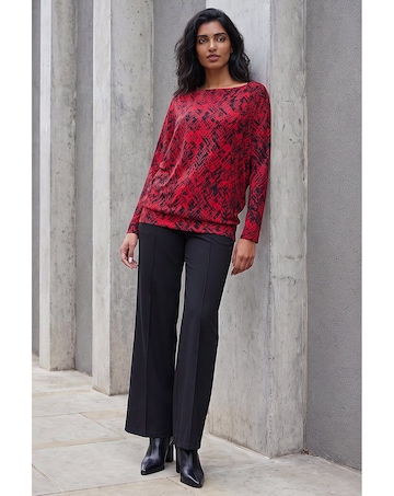 Roman Abstract Print Banded Hem Top
