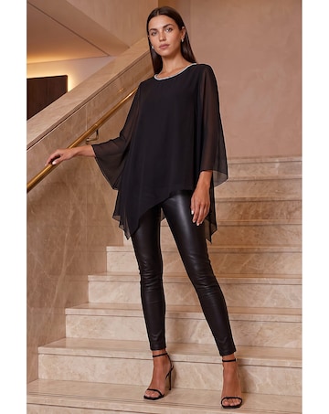 Roman Sparkly Asymmetric Chiffon Top