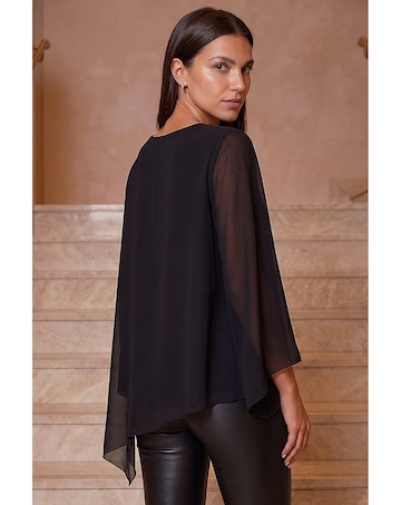 Roman Sparkly Asymmetric Chiffon Top