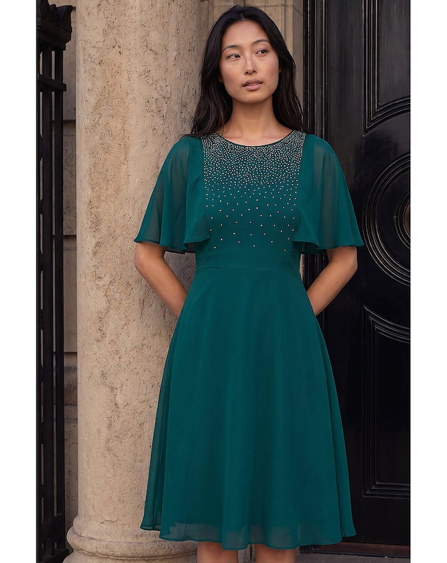 Roman Petite Embellished Skater Dress