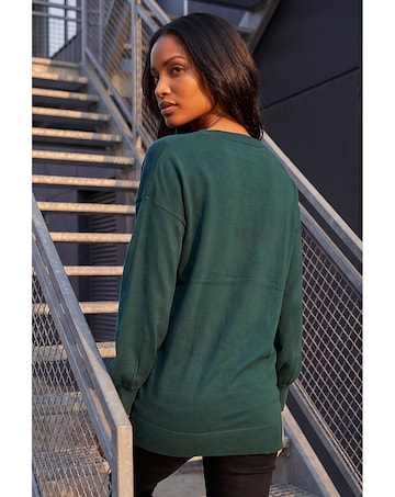 Roman V-Neck Stretch Longline Jumper