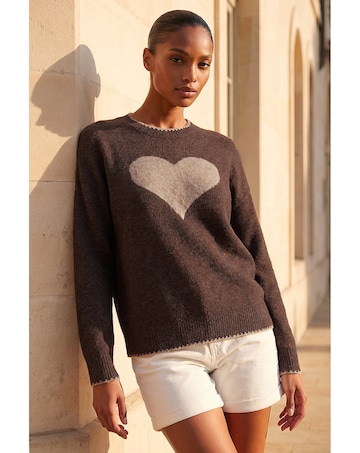 Roman Contrast Stitch Heart Jumper