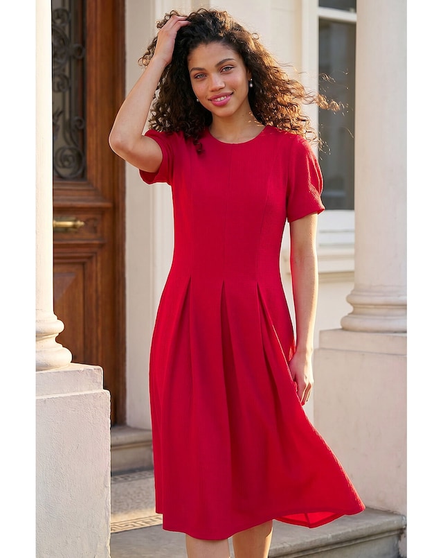 Roman Petite Textured Midi Dress