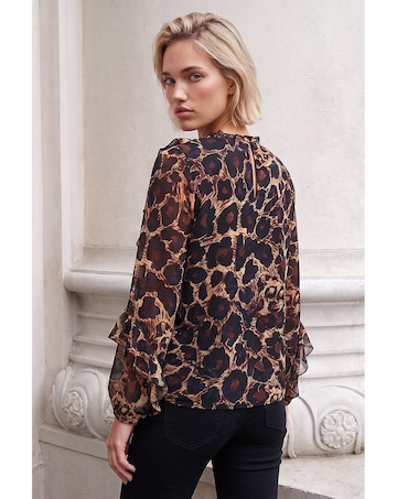 Roman Animal Print Ruffle Top