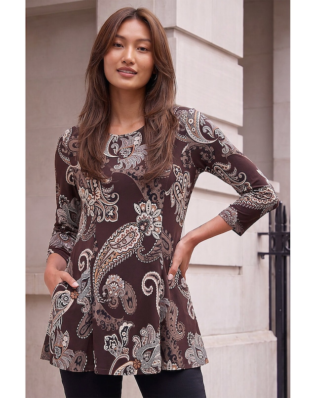 Roman Paisley Pocket Tunic Top