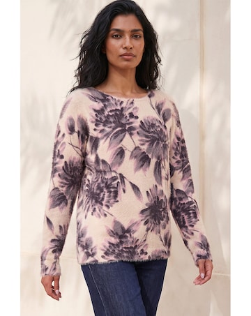 Roman Floral Print Fluffy Knit Jumper
