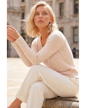 Roman Petite Button Cuff Jumper
