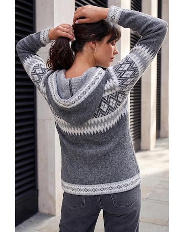 Roman Jacquard Zipped Knit Cardigan